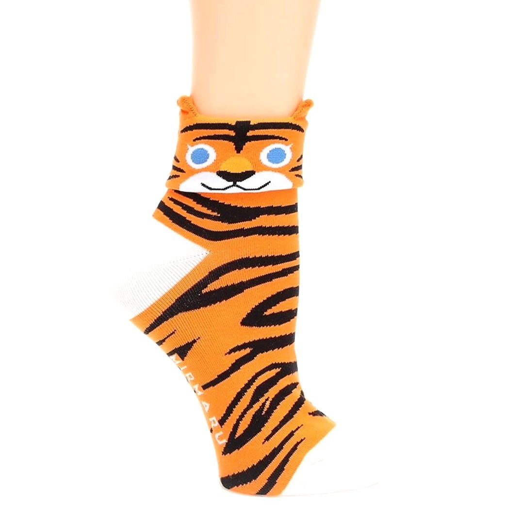 Orange Tiger Ankle Socks (Adult Medium - Women's Shoe Sizes 5 - 10)
