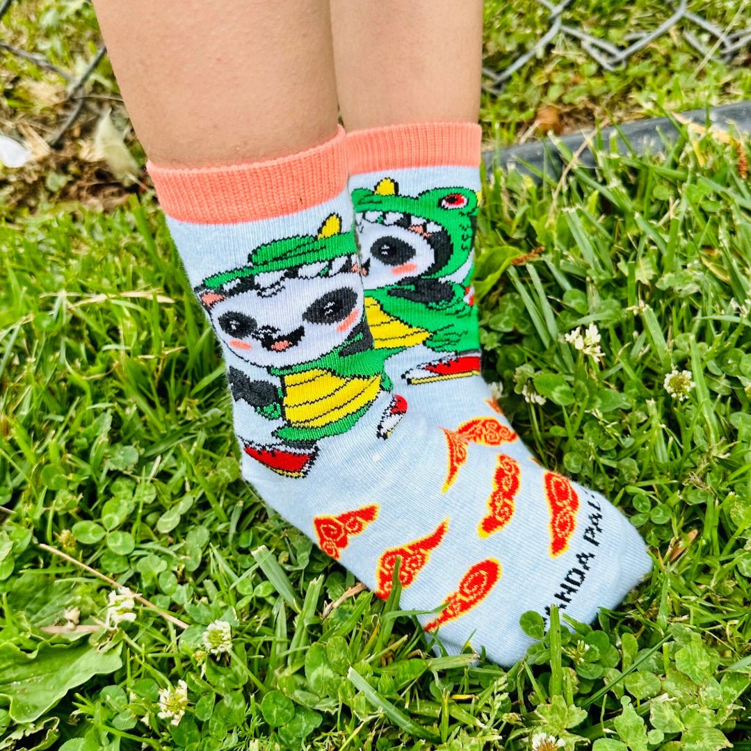 Panda Wearing Dragon Costume Socks for Kids (Ages 3 - 7)