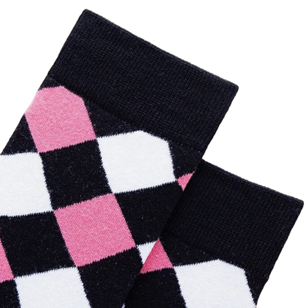 Pink and White Diamond Pattern Socks (Adult Medium - Women's Shoe Sizes 5 - 10)