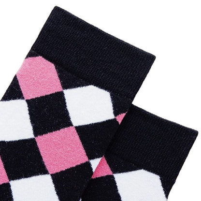 Pink and White Diamond Pattern Socks (Adult Medium - Women's Shoe Sizes 5 - 10)