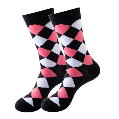 Pink and White Diamond Pattern Socks (Adult Medium - Women's Shoe Sizes 5 - 10)