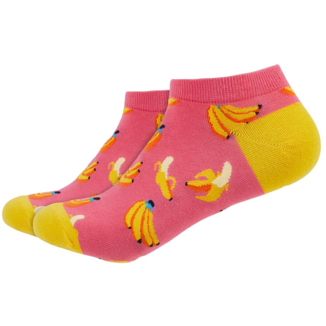 Pink Banana Ankle Socks from the Sock Panda (Adult Medium - Women's Shoe Sizes 5 - 10)