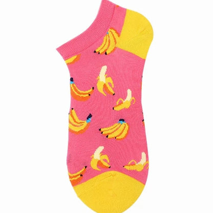 Pink Banana Ankle Socks from the Sock Panda (Adult Medium - Women's Shoe Sizes 5 - 10)