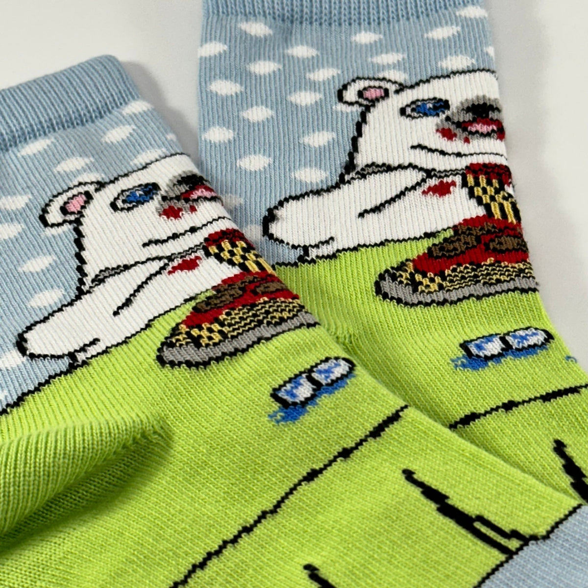 Polar Bear Eating Spaghetti Socks from the Sock Panda (Ages 3 - 7)
