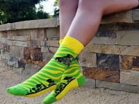 Green and Yellow Zebra Safari Socks from the Sock Panda (Adult Small -  Shoe Sizes 2-5) Video