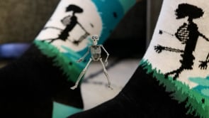 Skeleton Walking In Front of the Moon Socks - (Adult Medium - Women's Shoe Sizes 5-10) Video