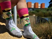 Slow Animals on a Motorcycle Socks from the Sock Panda (Adult Medium - Women's Shoe Sizes 5-10)