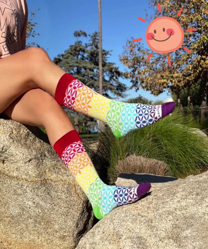 Rainbow Flower Pattern Socks from the Sock Panda (Adult Medium - Women's Shoe Sizes 5-10)