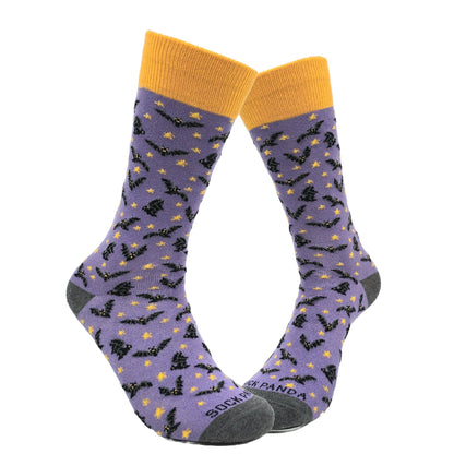 Purple Bat Pattern Socks from the Sock Panda (Adult Small - Shoe Sizes 2 - 5)