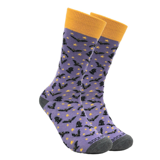 Purple Bat Pattern Socks from the Sock Panda (Adult Small - Shoe Sizes 2 - 5)