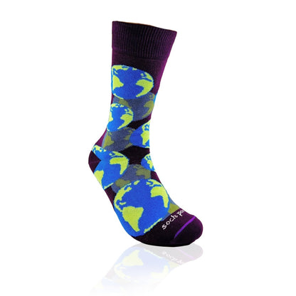 Purple Earth Pattern Socks from the Sock Panda PurpleEarthLg