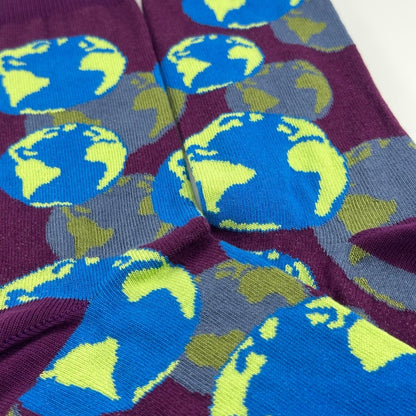 Purple Earth Pattern Socks from the Sock Panda PurpleEarthLg