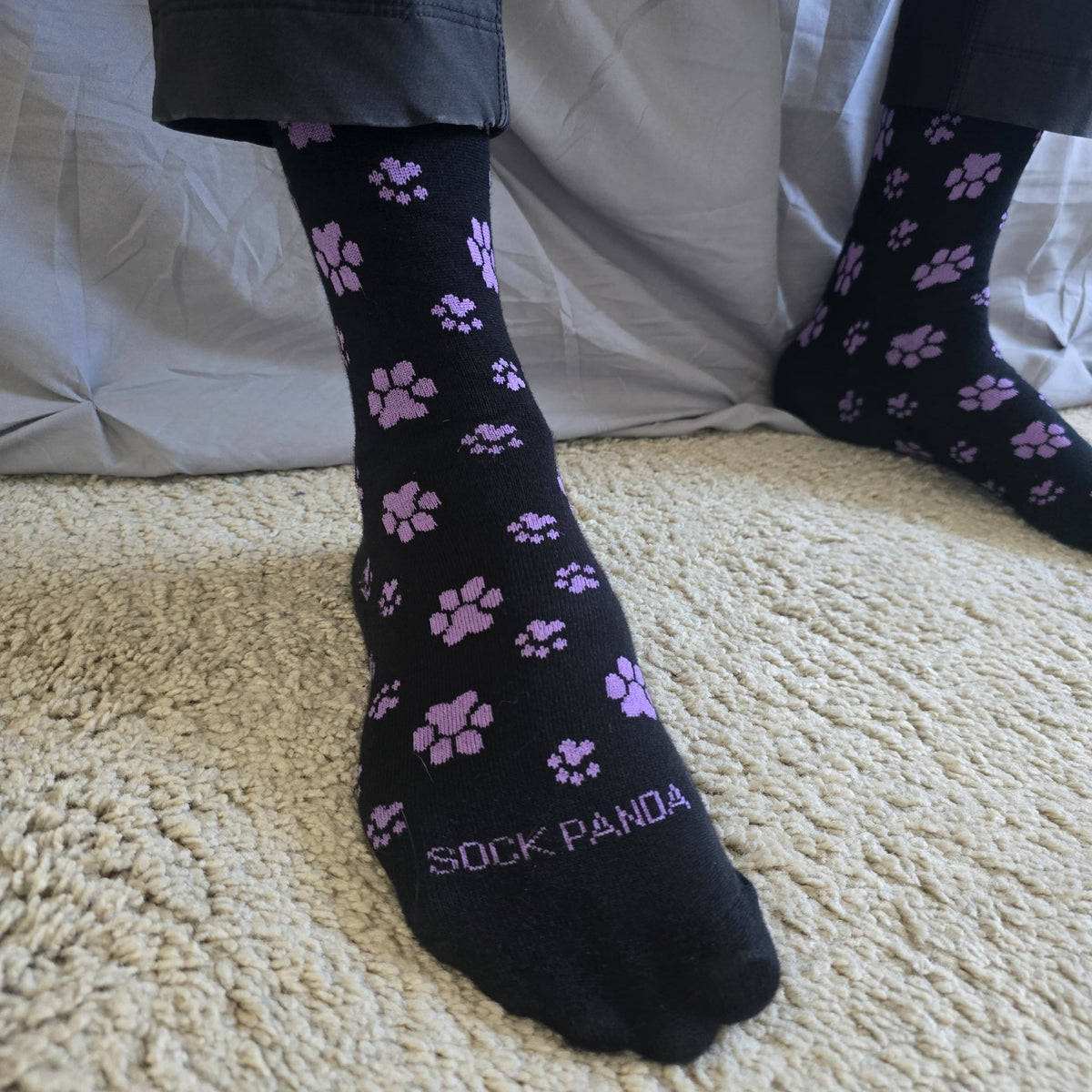 Purple Paw Print Dog Lover Socks from the Sock Panda (Adult Medium - Women's Shoe Sizes 5 - 10)