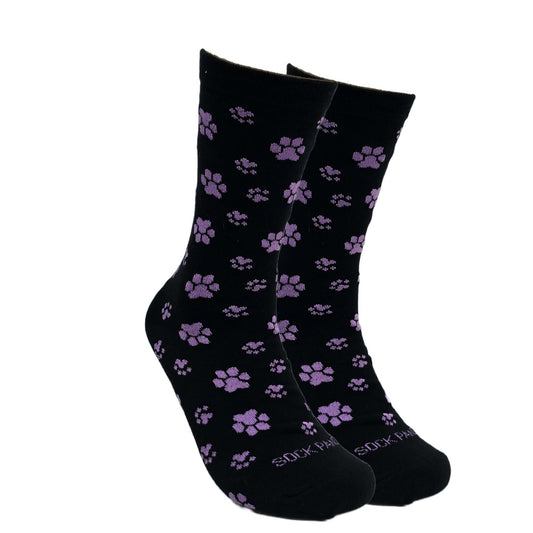 Purple Paw Print Dog Lover Socks from the Sock Panda (Adult Medium - Women's Shoe Sizes 5 - 10)