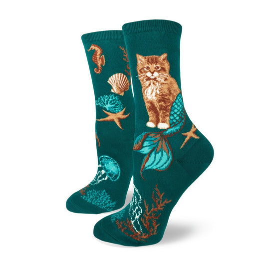 Purrmaids Cats Women's Crew Socks (Adult Medium - Women's Shoe Sizes 5 - 10)