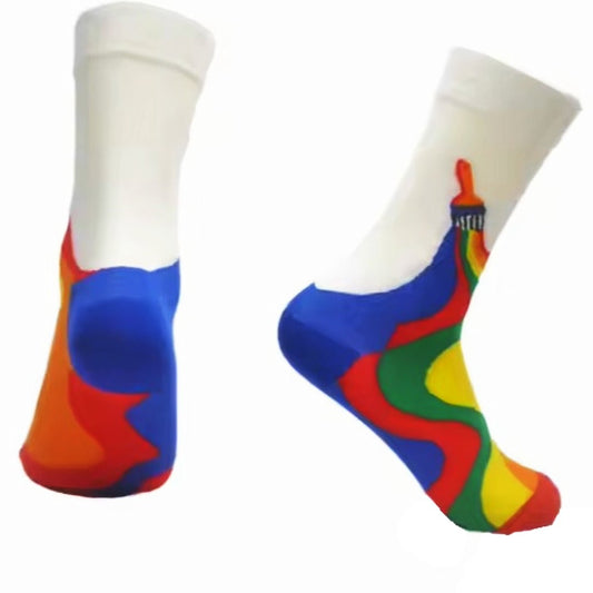 Rainbow Paint Brush Socks from the Sock Panda (Adult Medium)