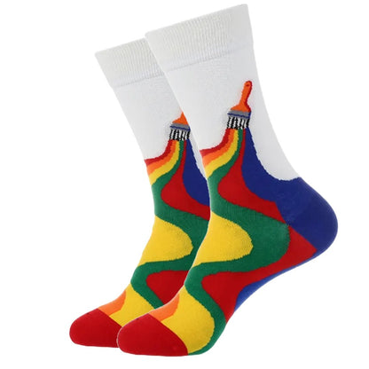 Rainbow Paint Brush Socks from the Sock Panda (Adult Medium)