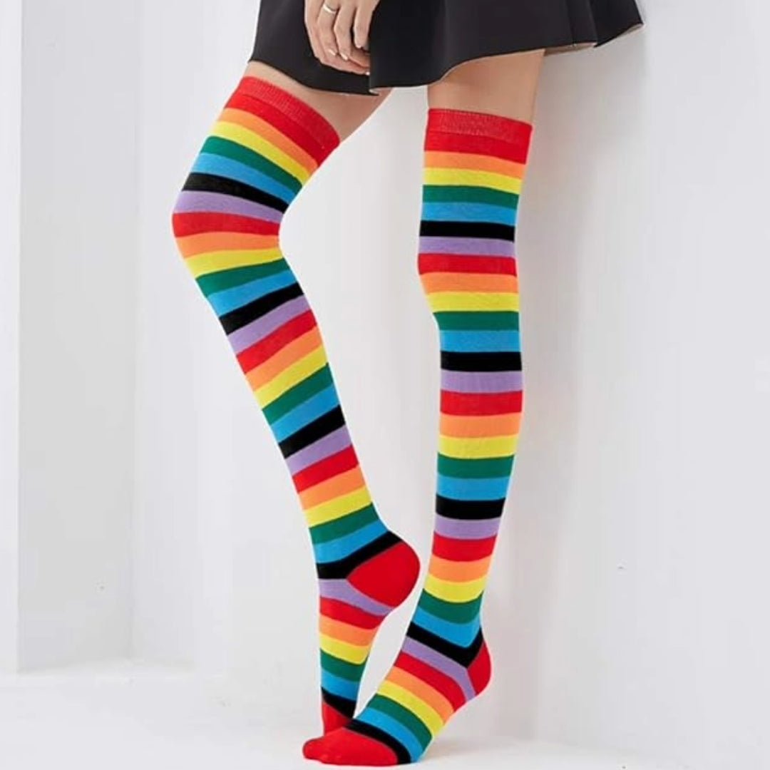 Rainbow Stripe Pattern Socks from the Sock Panda (Thigh High)