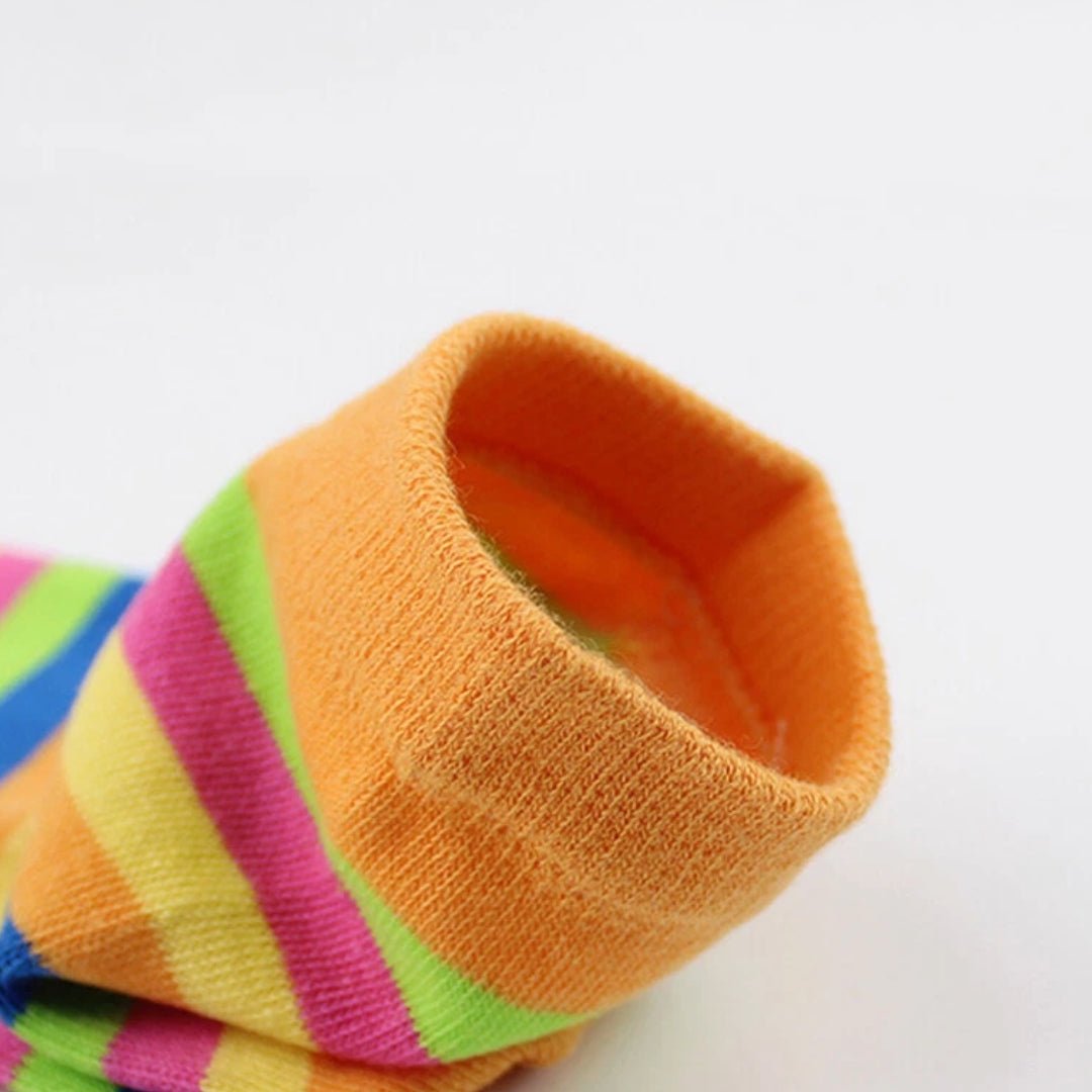 Rainbow Striped Pattern Toe Socks (Adult Medium - Women's Shoe Sizes 5 - 10) - Orange Accent