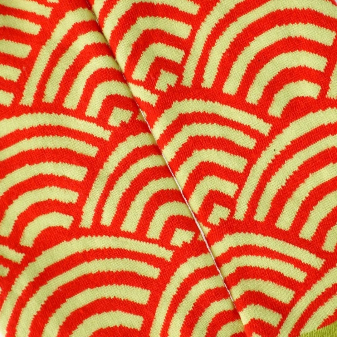 Red and Yellow Wavy Socks from the Sock Panda (Adult Medium - Women's Shoe Sizes 5 - 10)