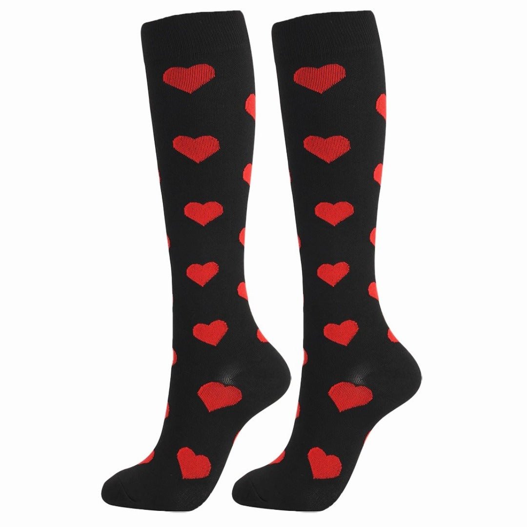 Red Heart Patterned Knee High (Compression Socks)