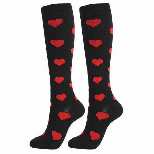 Red Heart Patterned Knee High (Compression Socks)