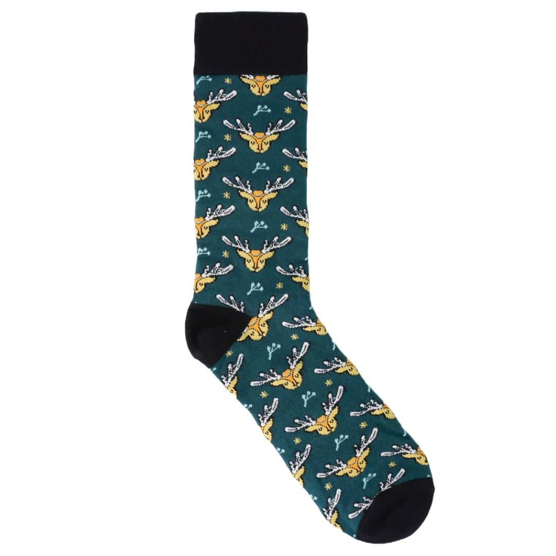 Reindeer Pattern Socks the Sock Panda (Adult Large - Men's Shoe Sizes 8 - 12)