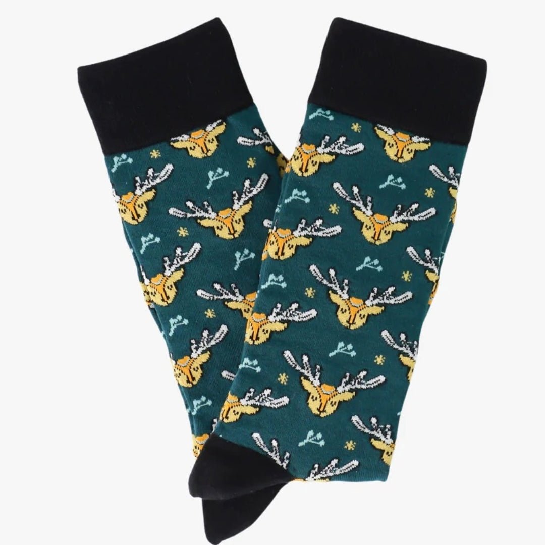 Reindeer Pattern Socks the Sock Panda (Adult Large - Men's Shoe Sizes 8 - 12)