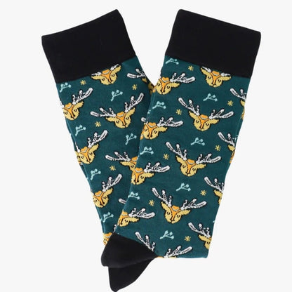 Reindeer Pattern Socks the Sock Panda (Adult Large - Men's Shoe Sizes 8 - 12)