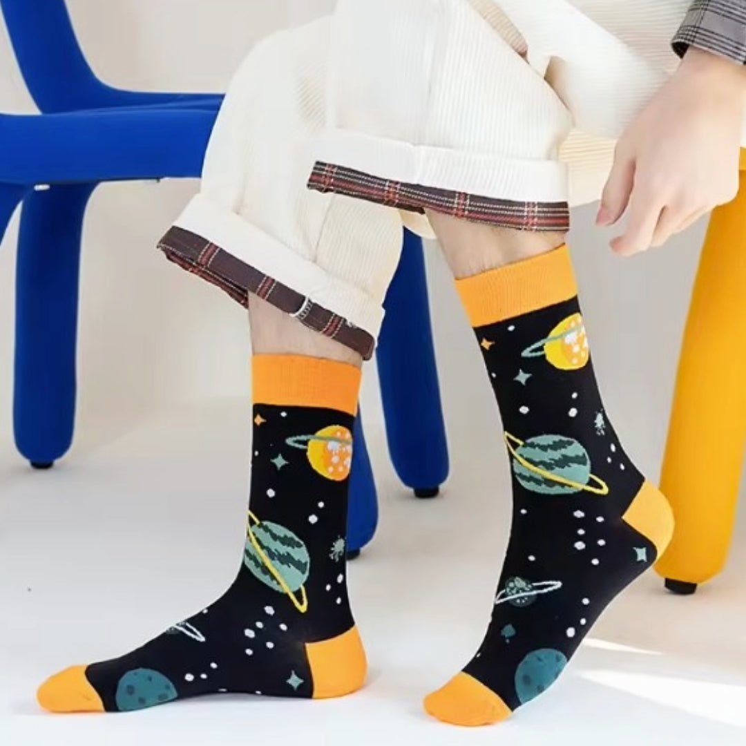 Ringed Planets in Space Socks from the Sock Panda (Adult Medium)