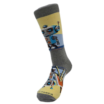 Robot Artist Socks from the Sock Panda (Adult Large - Men's Shoe Sizes 8 - 12)