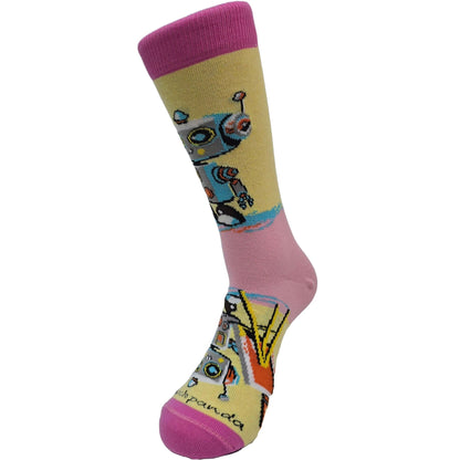 Robot Artist Socks from the Sock Panda (Adult Medium - Women's Shoe Sizes 5 - 10)