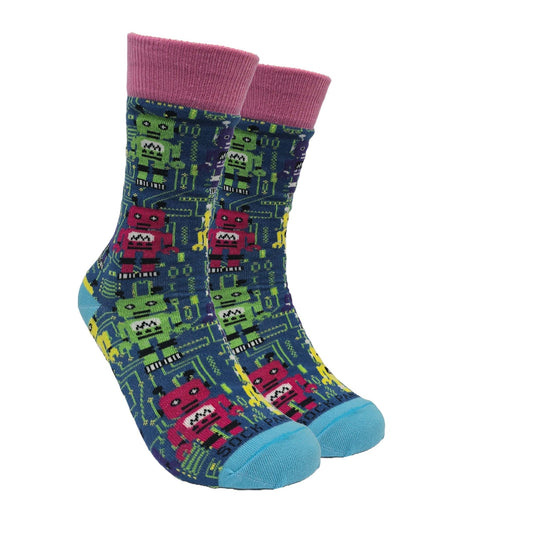 Robot Socks from the Sock Panda (Adult Small - Shoe Sizes 2 - 5)