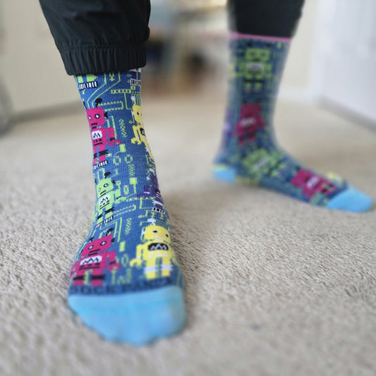 Robot Socks from the Sock Panda (Adult Small - Shoe Sizes 2 - 5)