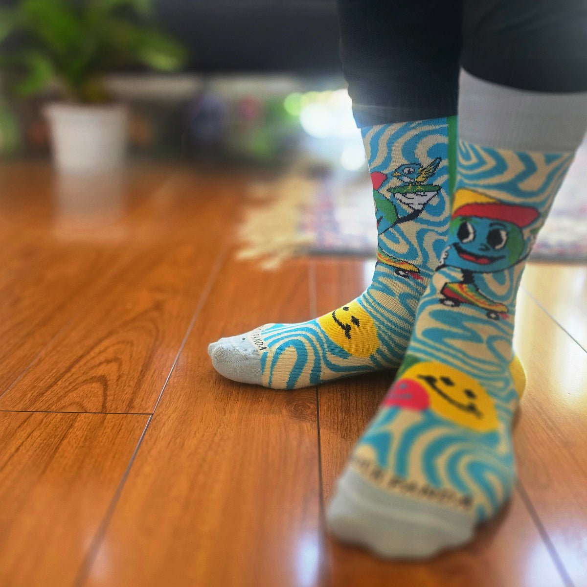 Roller Skate Earth Socks from the Sock Panda (Adult Small)