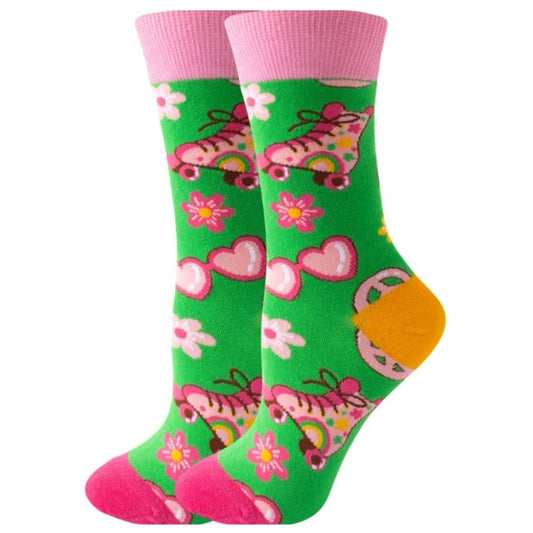 Roller Skate Hearts Love Socks from the Sock Panda (Adult Medium)