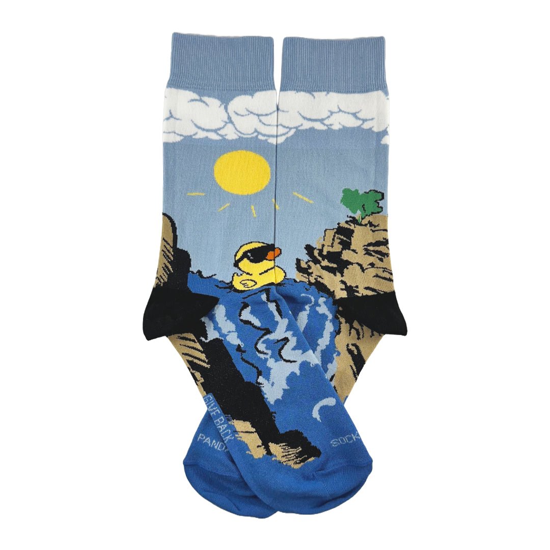 Rubber Duck Swimming Over a Waterfall Socks