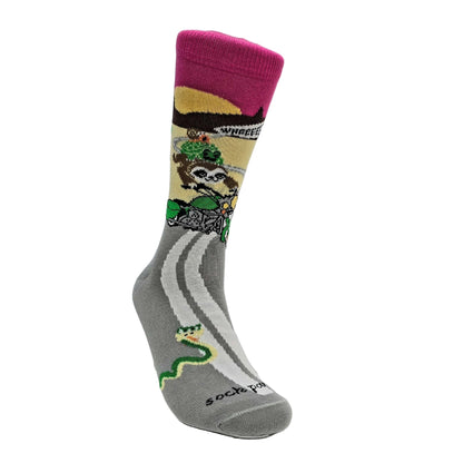 Slow Animals on a Motorcycle Socks from the Sock Panda (Adult Medium - Women's Shoe Sizes 5 - 10)