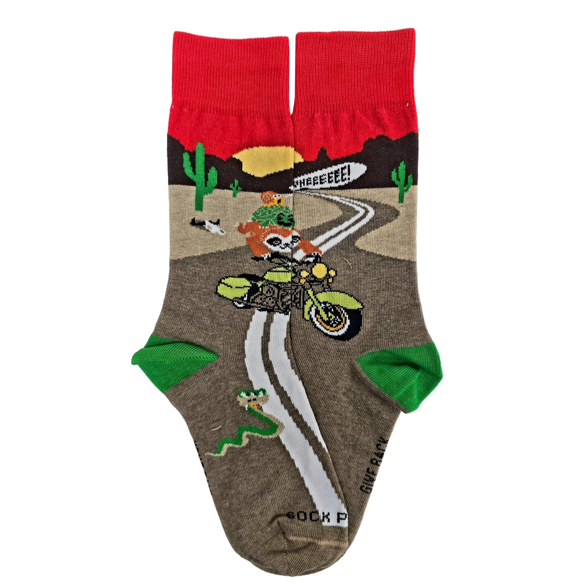 Slow Animals on a Motorcycle Socks from the Sock Panda (Adult Small - Shoe Sizes 2 - 5)