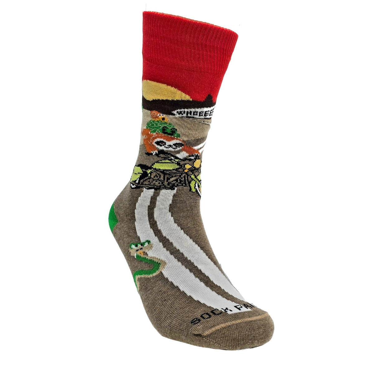Slow Animals on a Motorcycle Socks from the Sock Panda (Adult Small - Shoe Sizes 2 - 5)