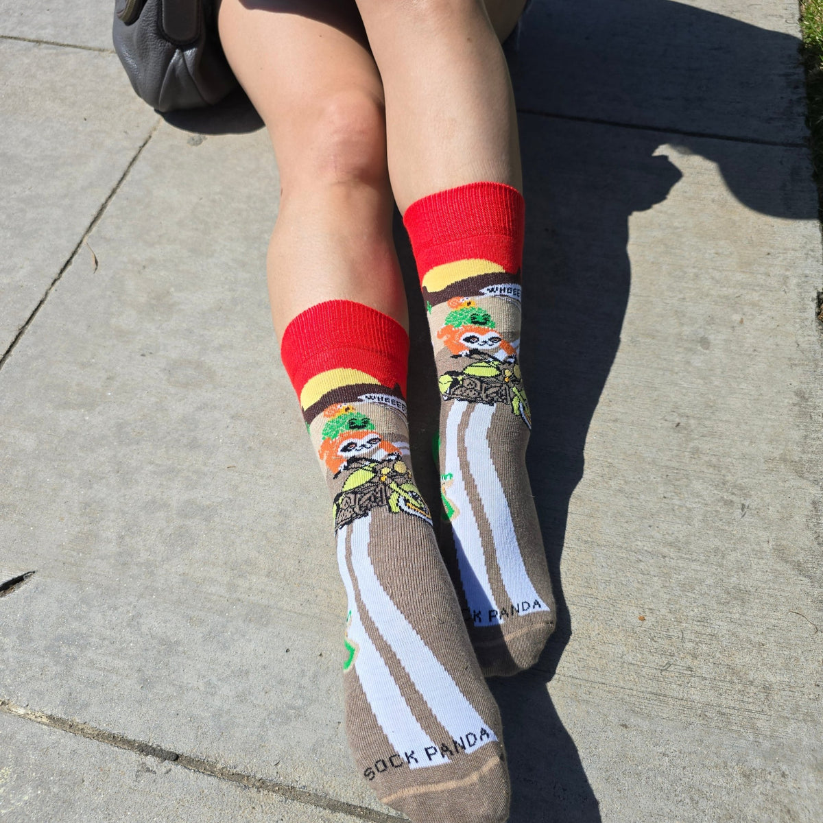 Slow Animals on a Motorcycle Socks from the Sock Panda (Adult Small - Shoe Sizes 2 - 5)