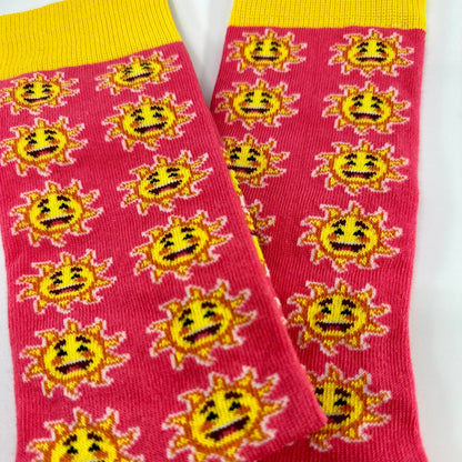 Smiley Sun Face Patterned Sock Panda (Adult Medium - Women's Shoe Sizes 5 - 10)