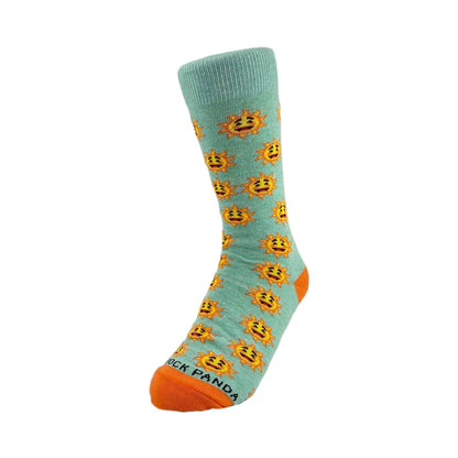 Smiley Sun Face Patterned Sock Panda (Adult Small - Shoe Sizes 2 - 5)