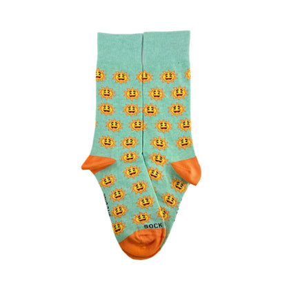 Smiley Sun Face Patterned Sock Panda (Adult Small - Shoe Sizes 2 - 5)