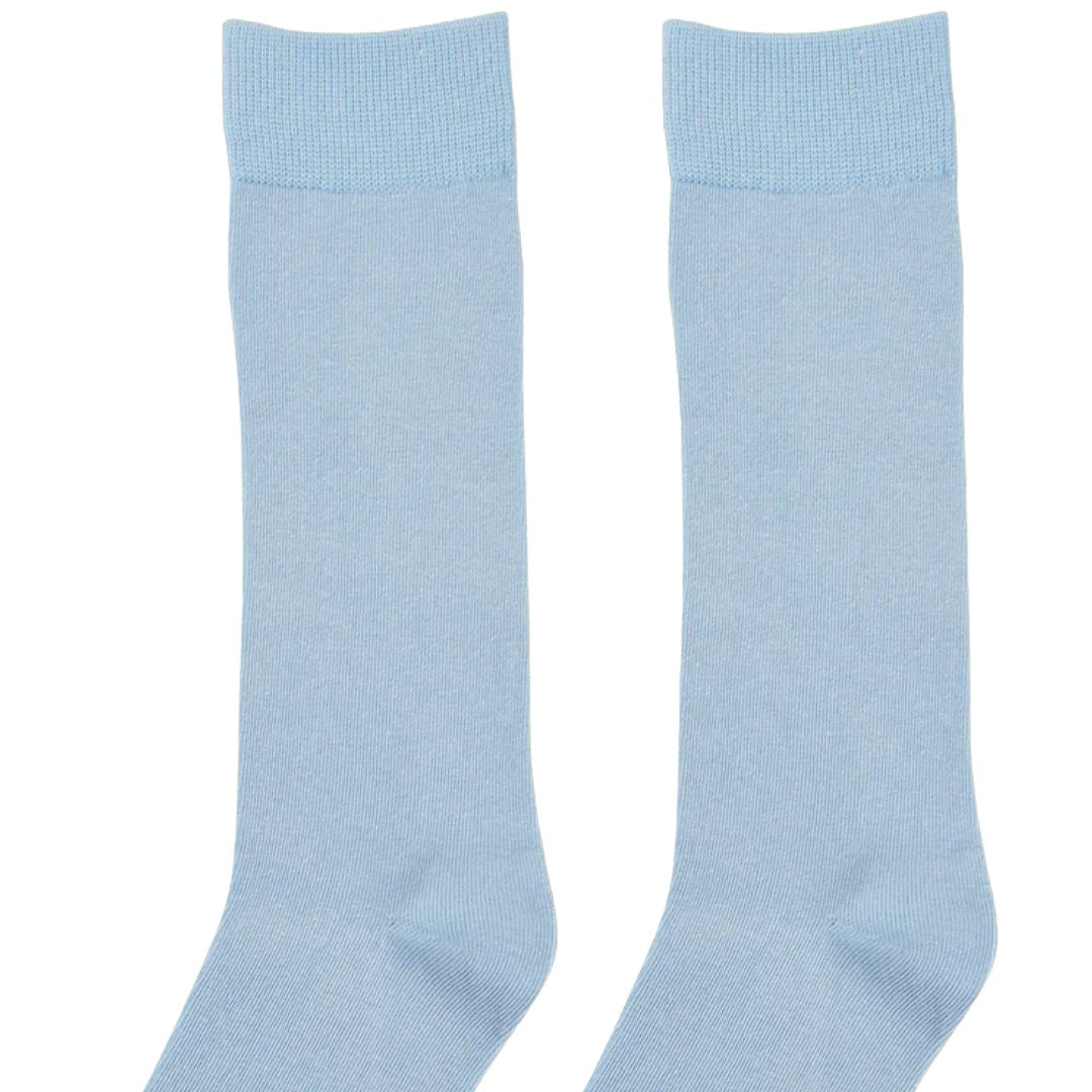 Solid Color Crew Cotton Dress Socks - Sky Blue