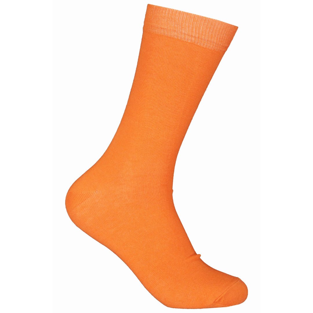 Solid Color Crew Cotton Dress Socks - Tangerine
