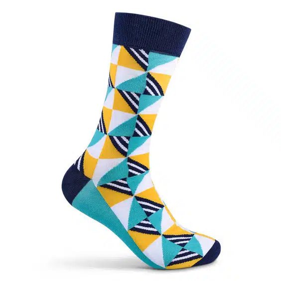 Square Triangle Geometric Socks from the Sock Panda (Adult Large - Men's Shoe Sizes 8 - 12)