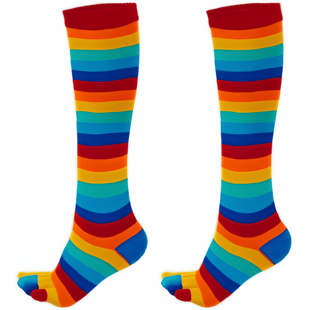 Striped Knee High Socks (Toe Socks) - 3 Pack