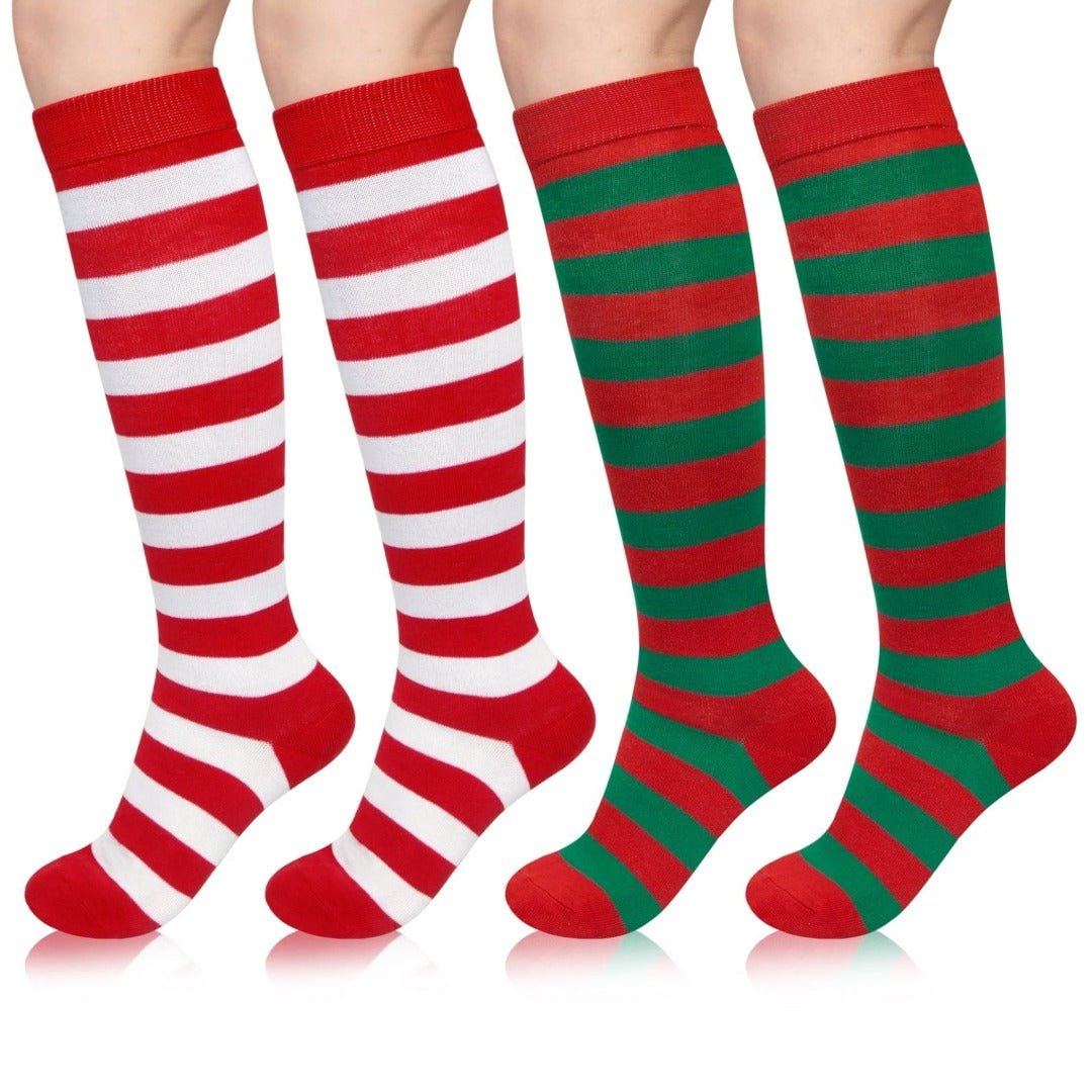 Striped Patterned Socks (Knee High) - Christmas Set (2 - Pack)