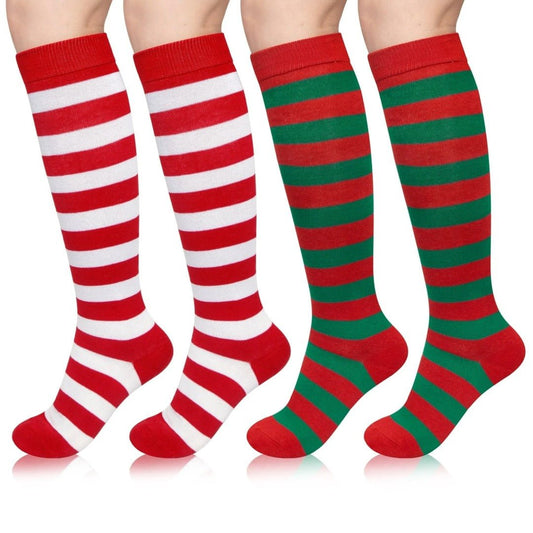 Striped Patterned Socks (Knee High) - Christmas Set (2 - Pack)